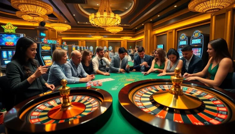 Experience the thrill at nhà cái PS99 with players enjoying casino games at a vibrant table.