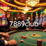 Exciting casino scene featuring 789club players at a poker table with chips and slot machines.