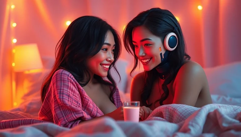 Intimate interaction with an NSFW AI character emphasizing emotional depth and connection in a cozy setting.