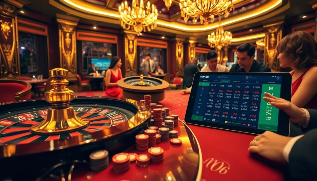 Experience the exciting gaming atmosphere of max88 with players in action at a vibrant casino.