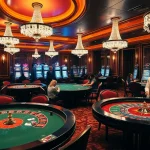 Experience the thrill of gambling at https://5mbcr.com/ with engaging players at a luxurious casino table.