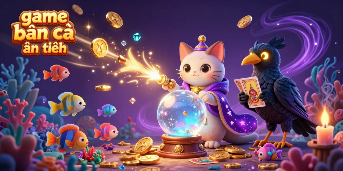 Experience the excitement of game bắn cá ăn tiền with vibrant sea creatures, and mystical characters in an ultra-detailed scene.